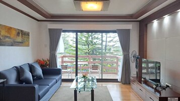 Deluxe Apartment | Living area | Flat-screen TV, DVD player