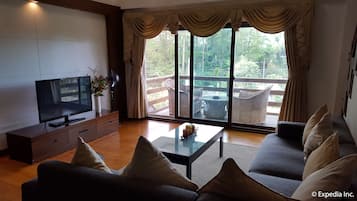 Flat-screen TV, DVD player