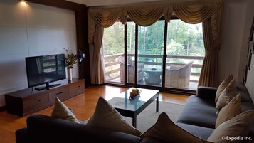 Flat-screen TV, DVD player