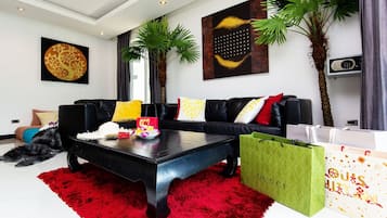 Exclusive Villa, 2 Bedrooms, Private Pool, Pool View | Living room | Flat-screen TV, DVD player