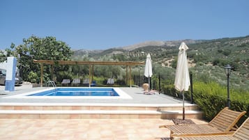 Outdoor pool, sun loungers