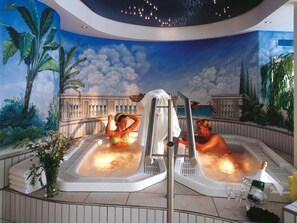 Sauna, hot tub, steam room, aromatherapy, reflexology