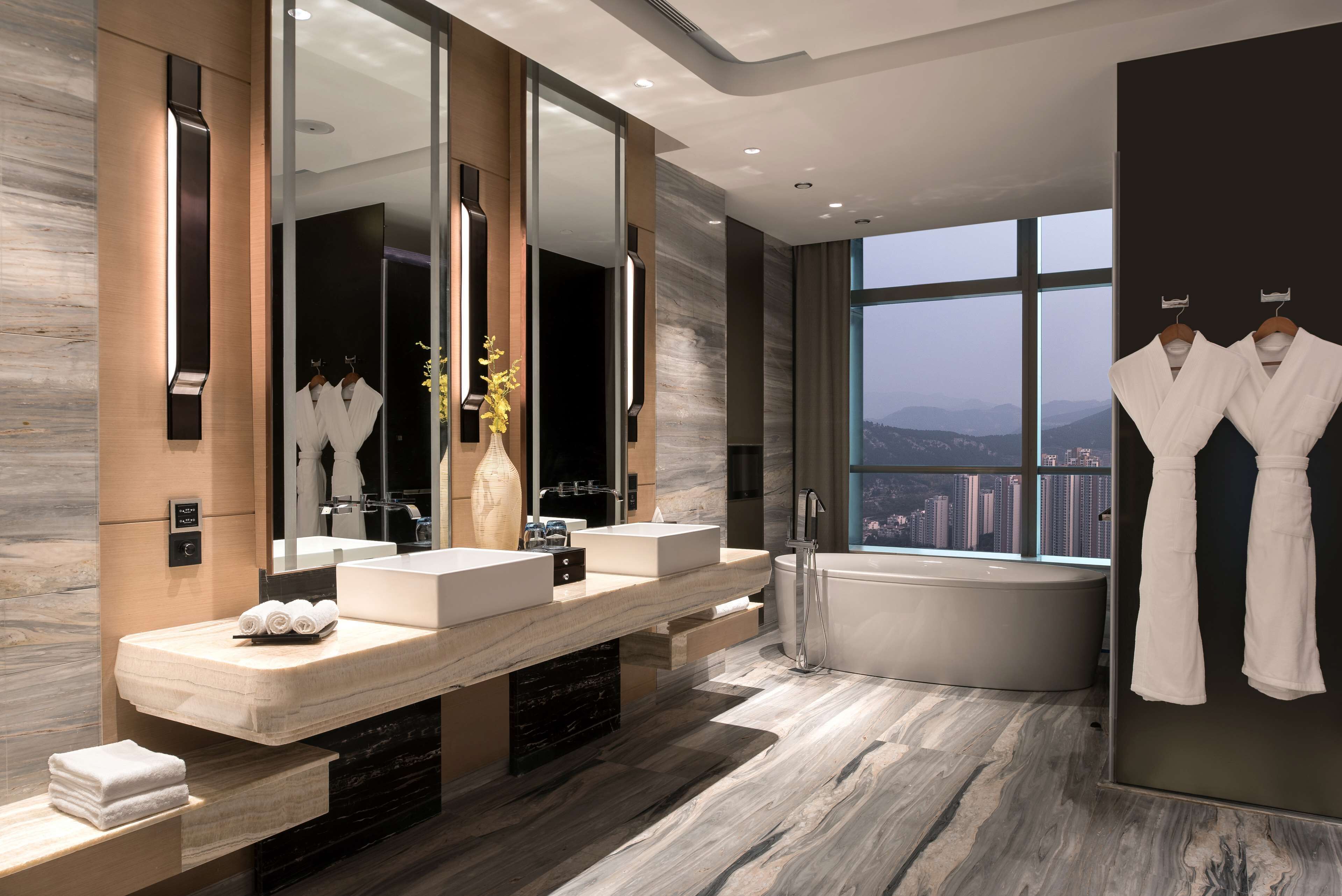 presidential suite, 1 king bed | bathroom | separate bathtub and shower, deep-soaking bathtub, rainfall showerhead