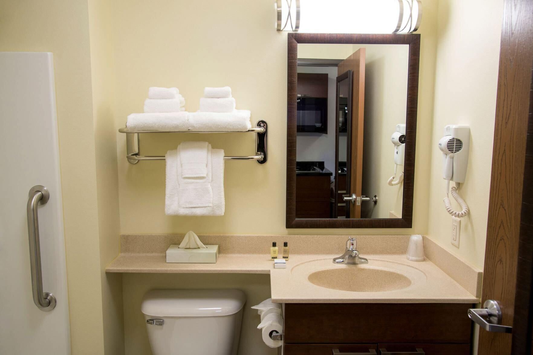 Bathroom | Combined shower/tub, free toiletries, hair dryer, towels