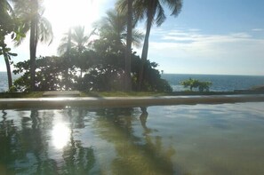 Outdoor pool, pool loungers