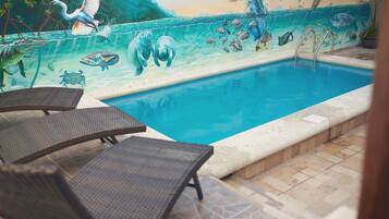 Outdoor pool, pool loungers