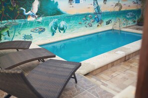 Outdoor pool, pool loungers
