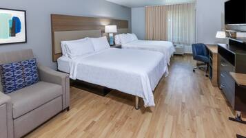 Studio Suite, 2 Queen Beds | Desk, laptop workspace, blackout drapes, iron/ironing board