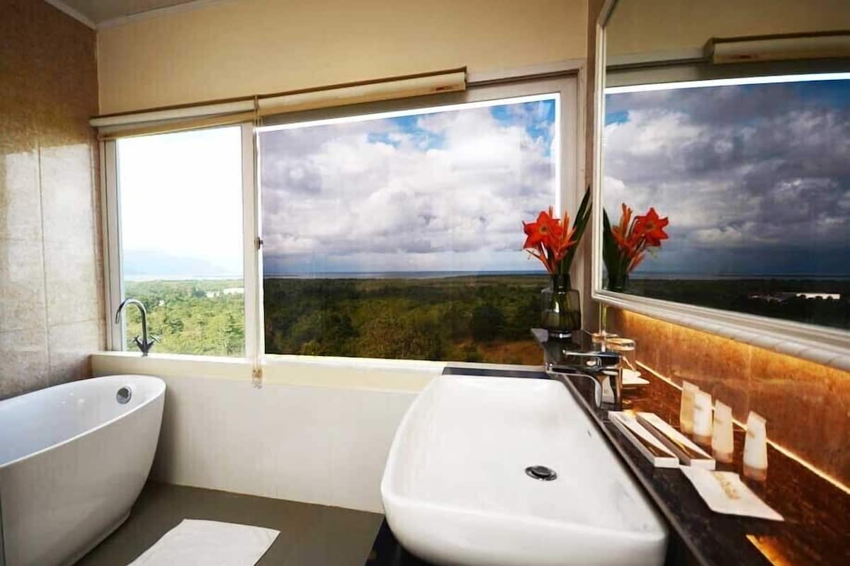premiere deluxe | bathroom | shower, rainfall showerhead, free toiletries, hair dryer