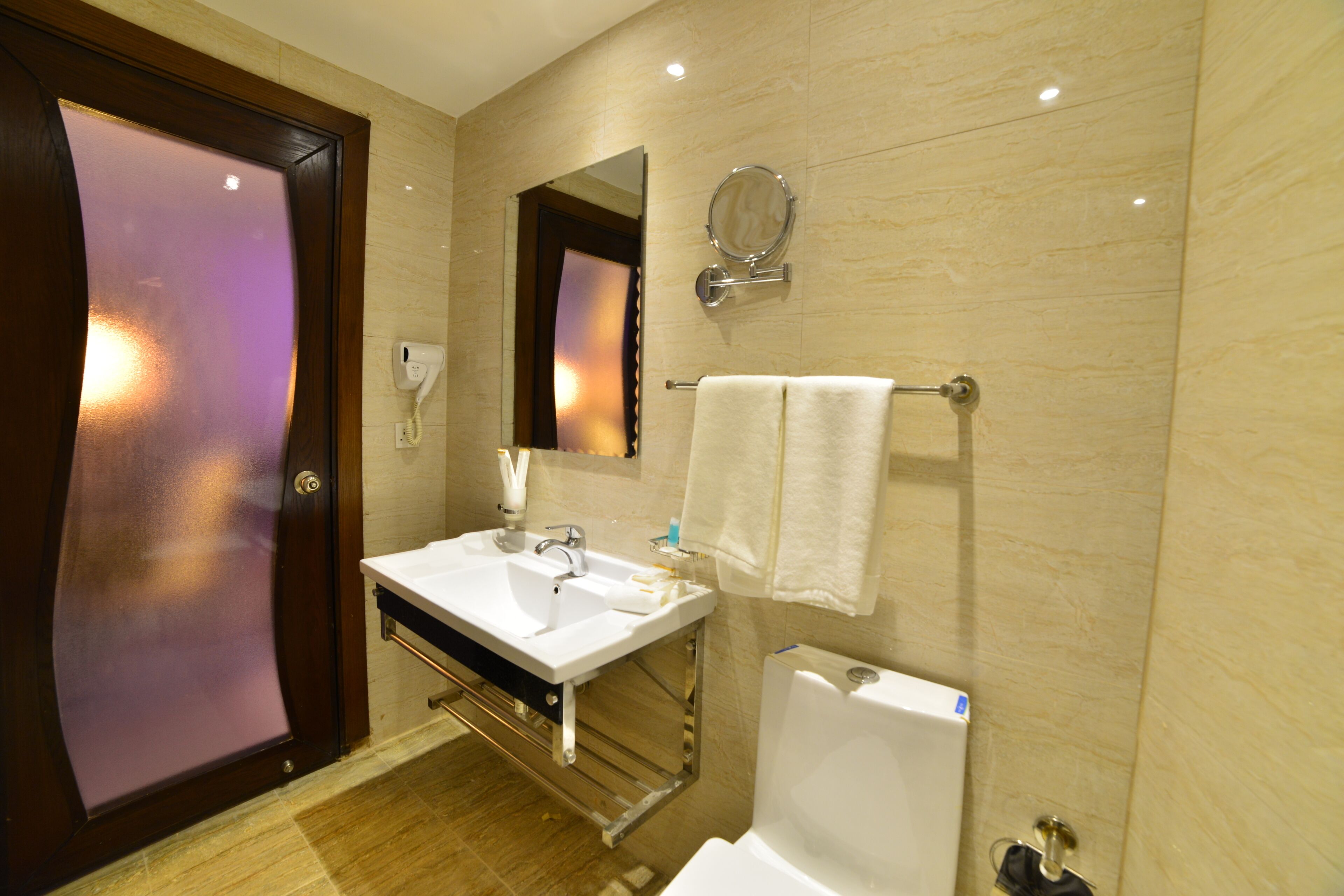 free toiletries, hair dryer, bathrobes, slippers