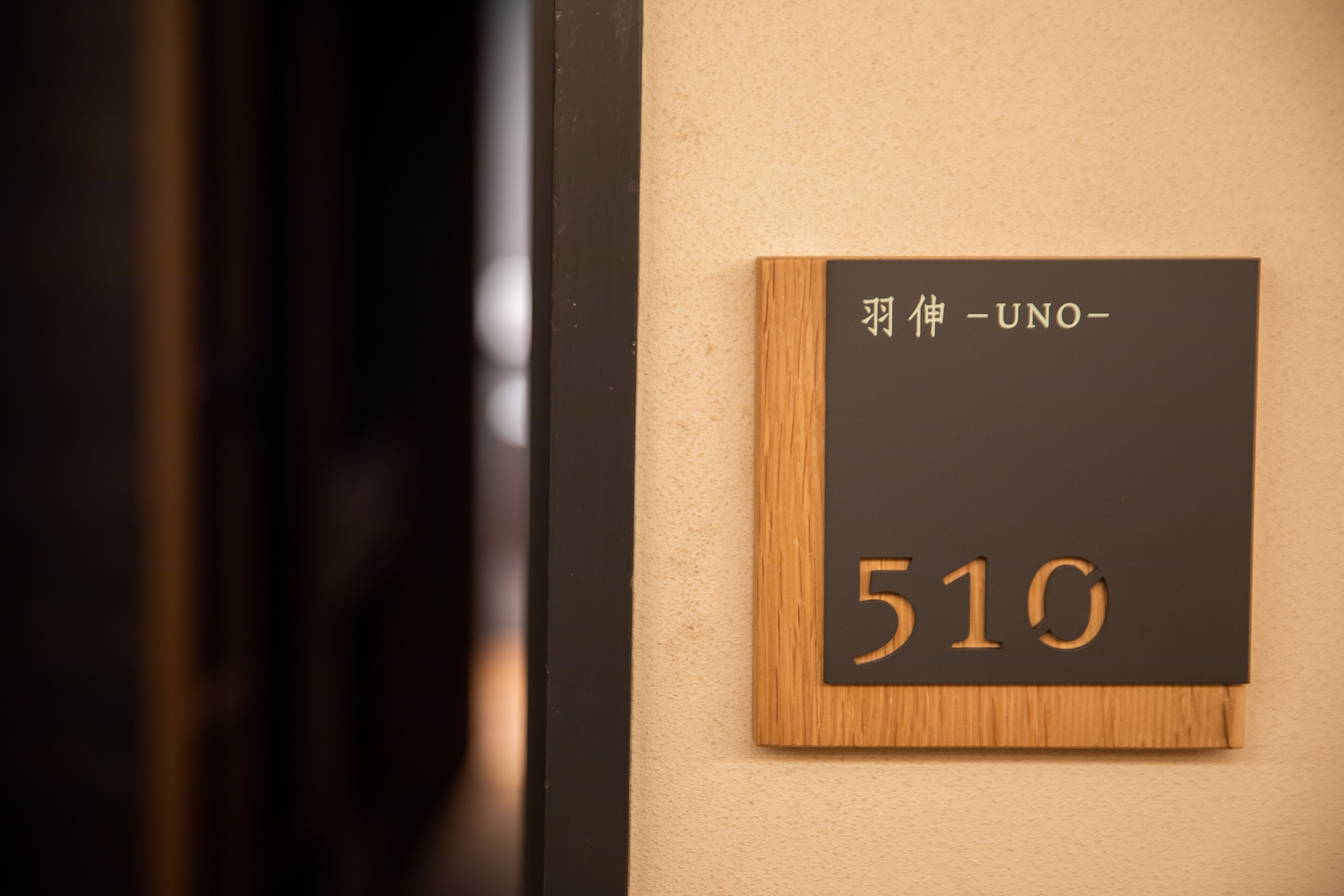 A room number sign with Japanese characters and the number 510.