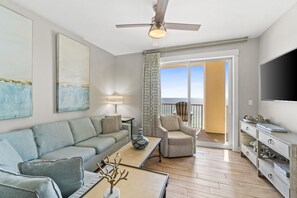 Condo, 2 Bedrooms, Sea View (1-808) | Living area | 40-inch LCD TV with digital channels, TV - Grand Panama Beach Resort by Panhandle Getaways (Panama City Beach)
