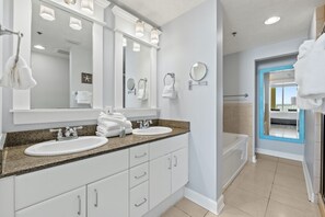 Condo, 2 Bedrooms, Beach View (1-1608) | Bathroom | Separate bathtub and shower, deep-soaking bathtub, free toiletries - Grand Panama Beach Resort by Panhandle Getaways (Panama City Beach)