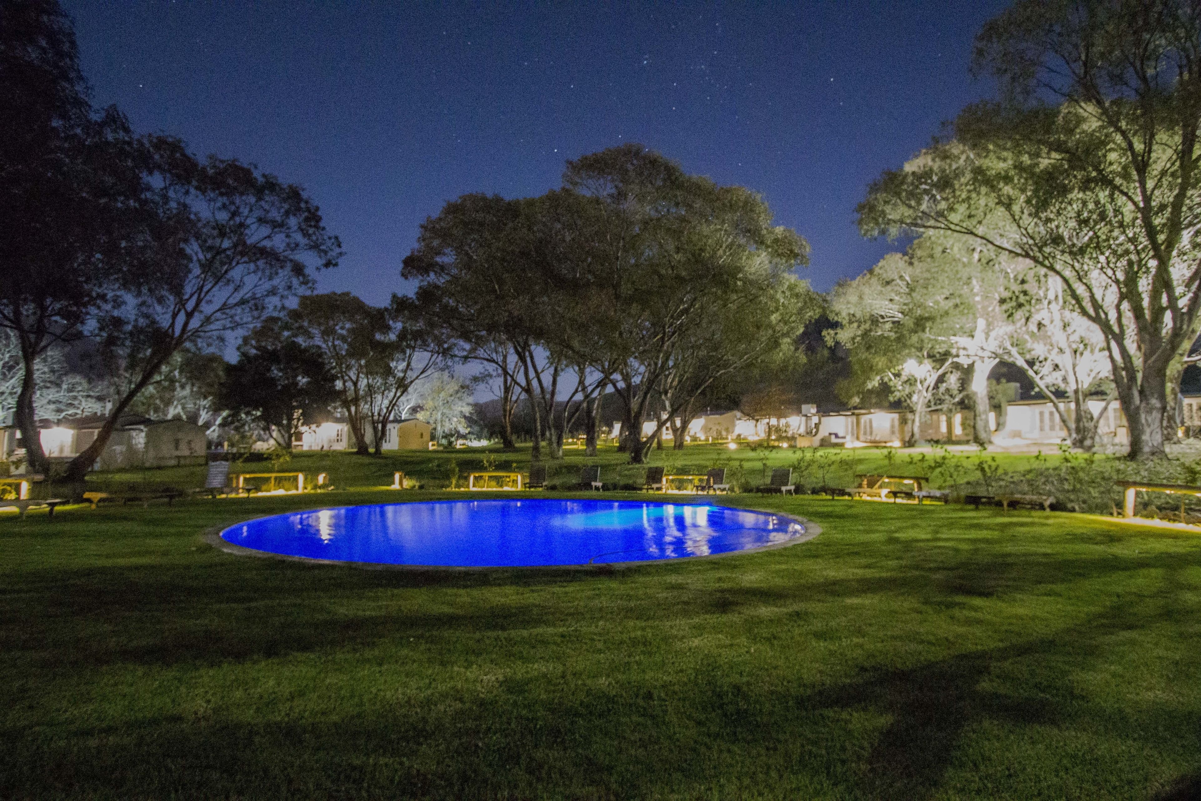 outdoor pool, pool loungers
