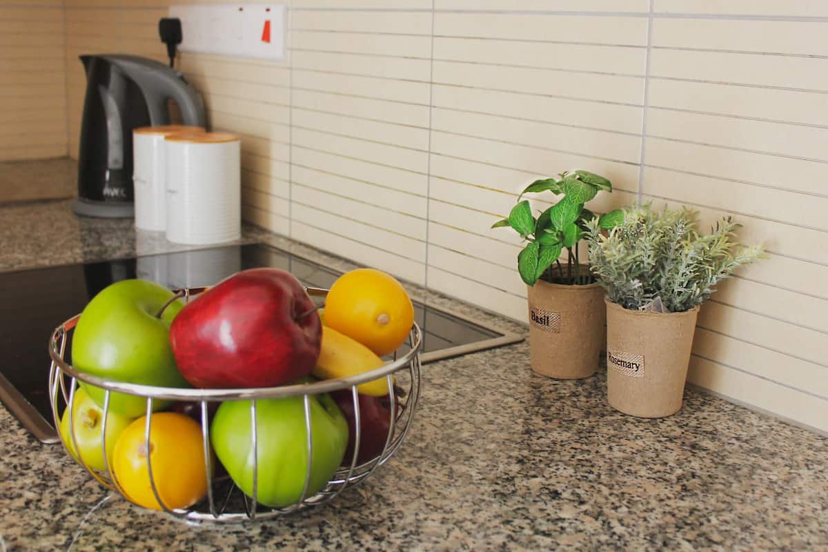 fridge, oven, stovetop, electric kettle