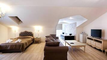 Häämatkastudiosviitti | 1 makuuhuone, ylelliset vuodevaatteet, tallelokero huoneessa