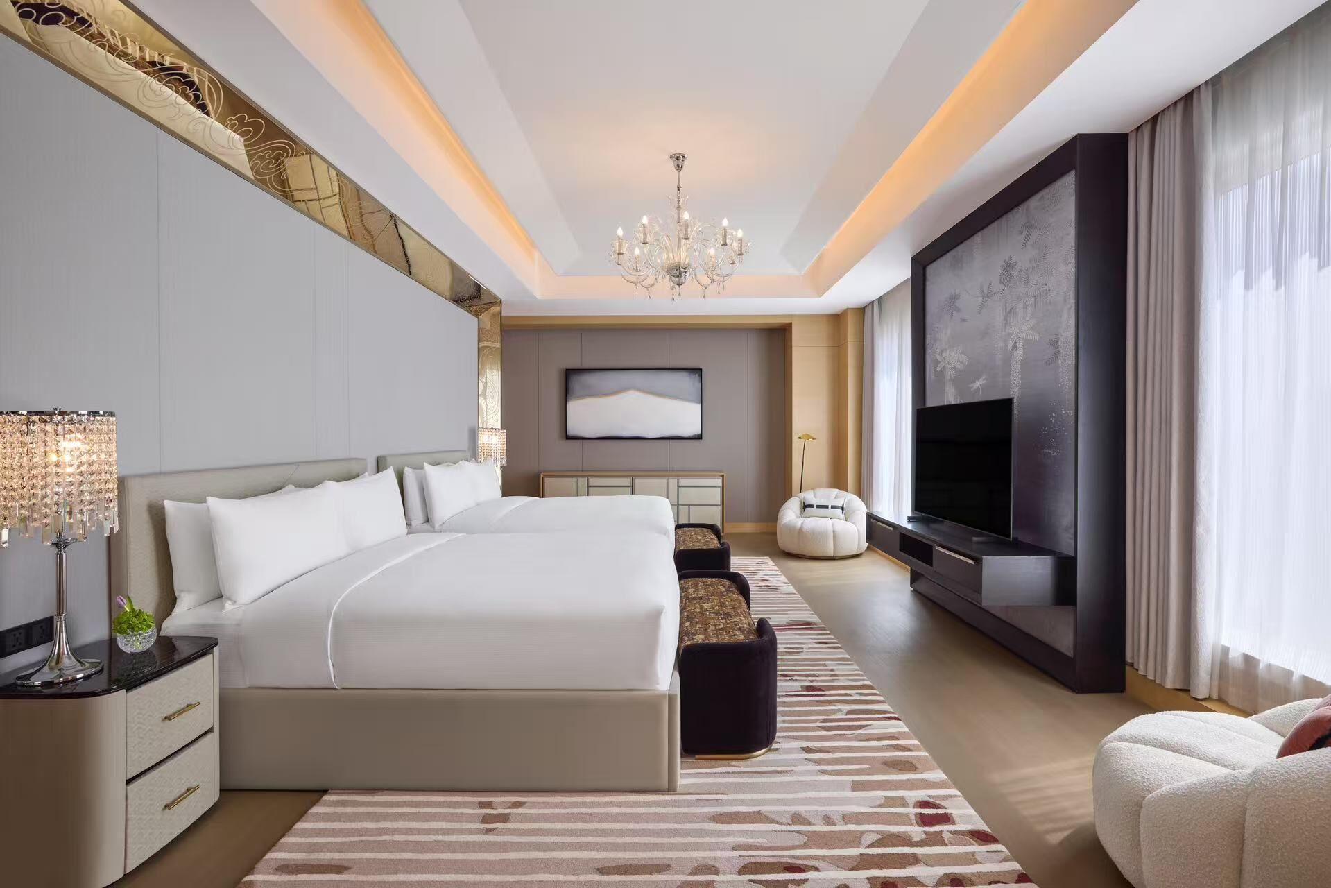 Premium bedding, down duvets, Select Comfort beds, minibar