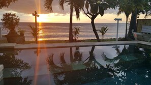 Outdoor pool, sun loungers