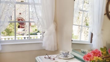 Individually decorated, individually furnished, desk, blackout drapes