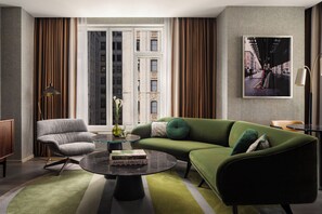 Suite, 1 King Bed, Non Smoking, Terrace (Gotham) | Living area | 55-inch LCD TV with cable channels, TV, iPod dock