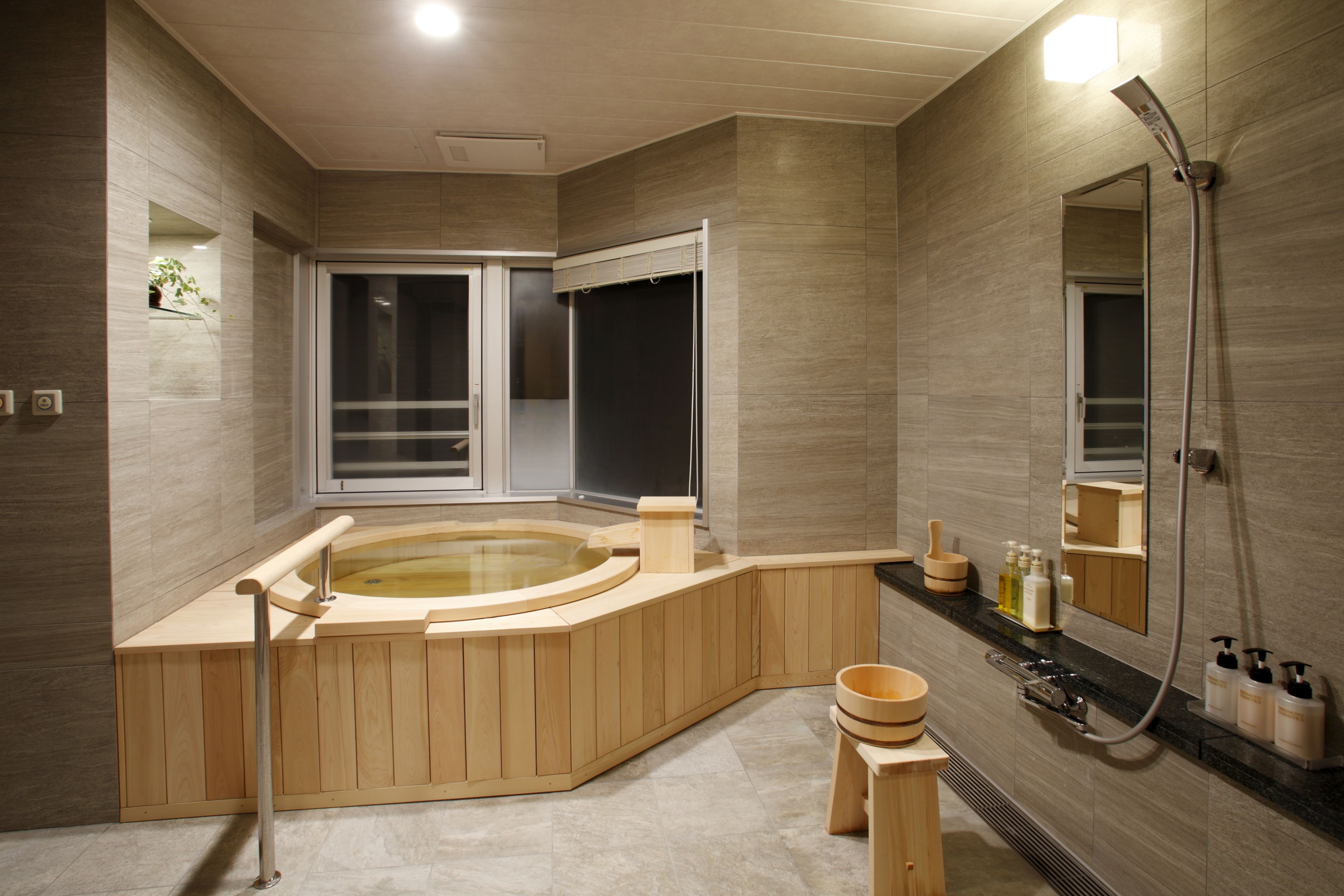 shower, free toiletries, hair dryer, slippers