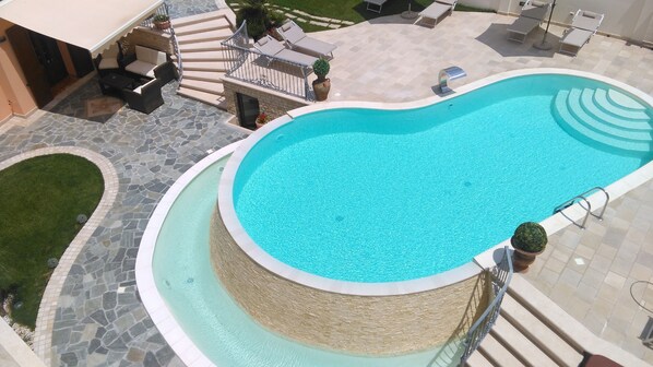 Outdoor pool, pool loungers