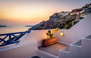Duplex, 1 Bedroom, Jetted Tub, Sea View (Golden) | Terrace/patio - Golden Grey Goose (Santorini)