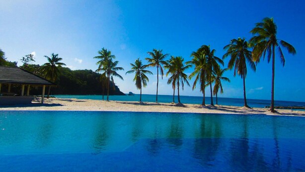 A clear blue sky, a swimming pool, and palm trees. - Royalton Saint Lucia, An Autograph Collection All-Inclusive Resort (Gros Islet)