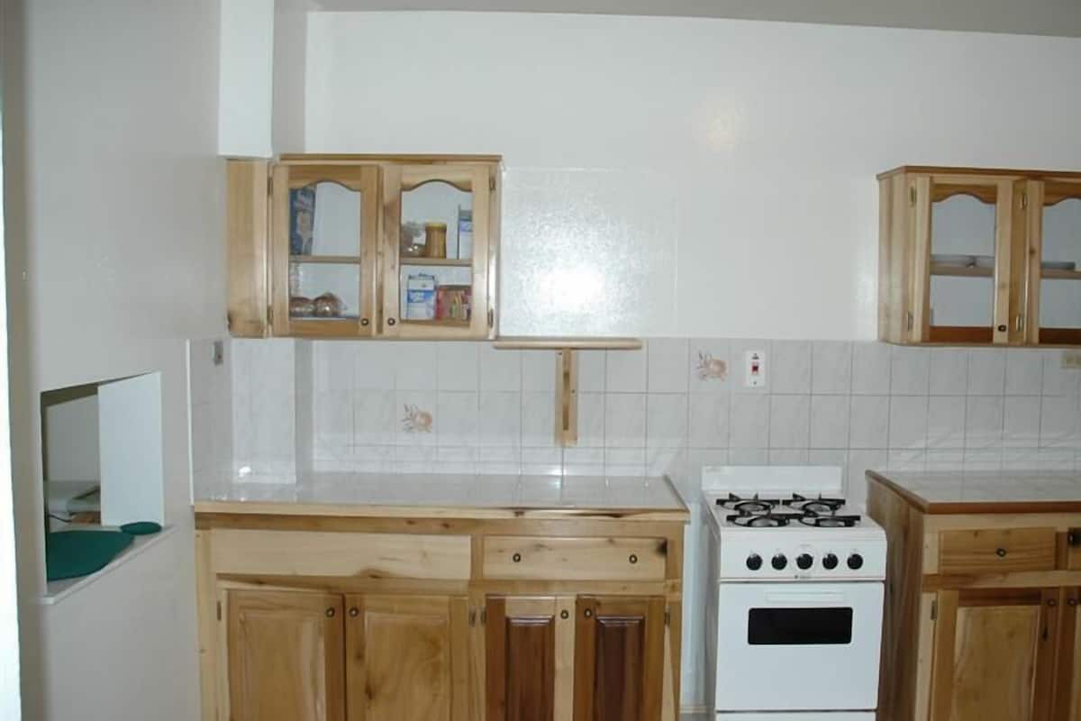 full-sized fridge, coffee/tea maker