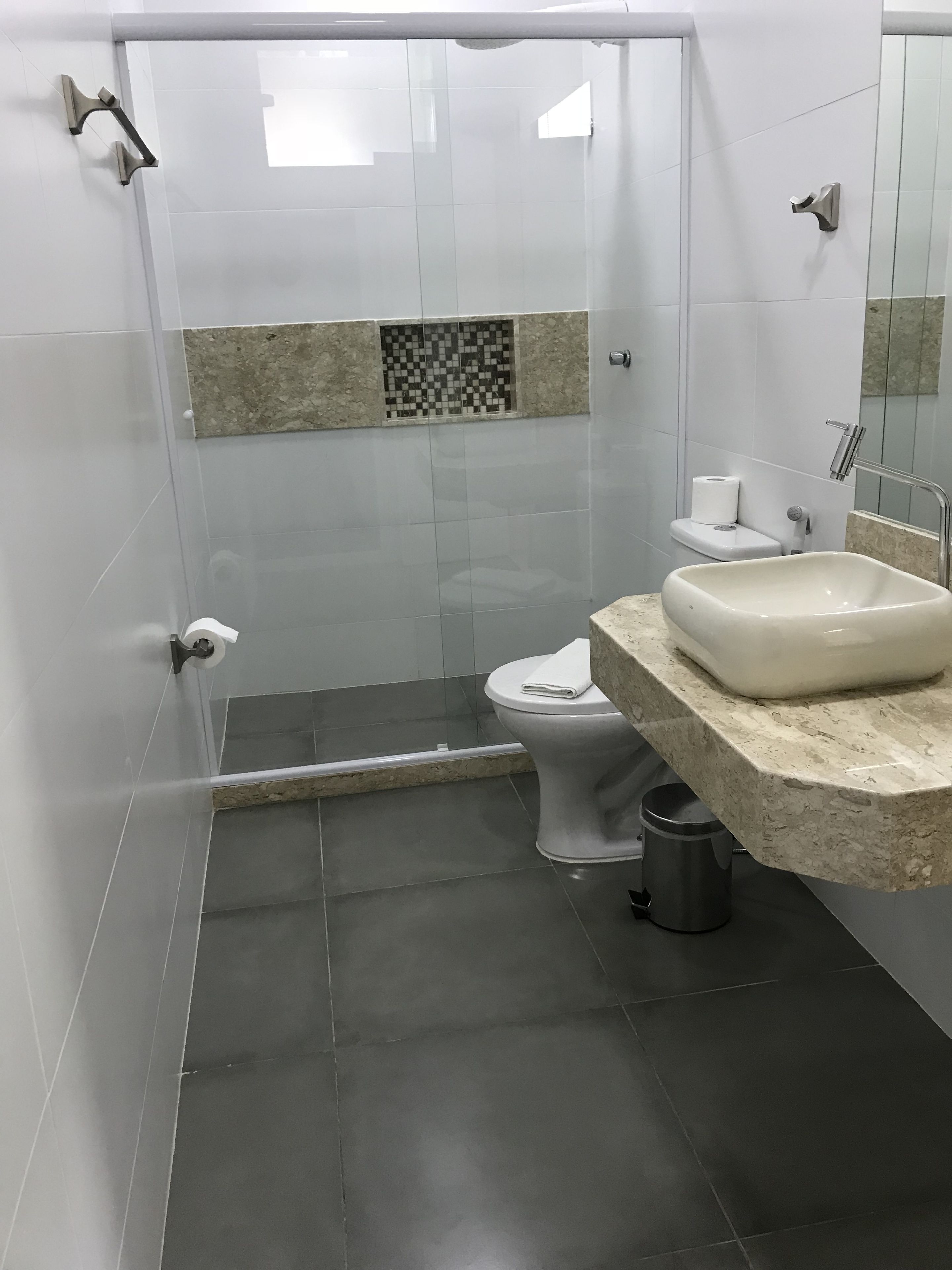 quadruple room | bathroom | shower, hair dryer, towels