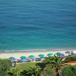 Private beach, white sand, sun-loungers, beach umbrellas