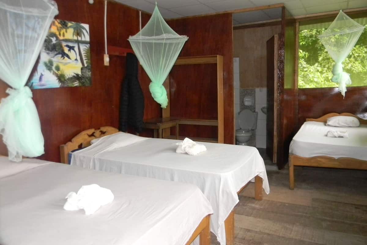 Bedden met traagschuimmatras, een kluis op de kamer, een bureau