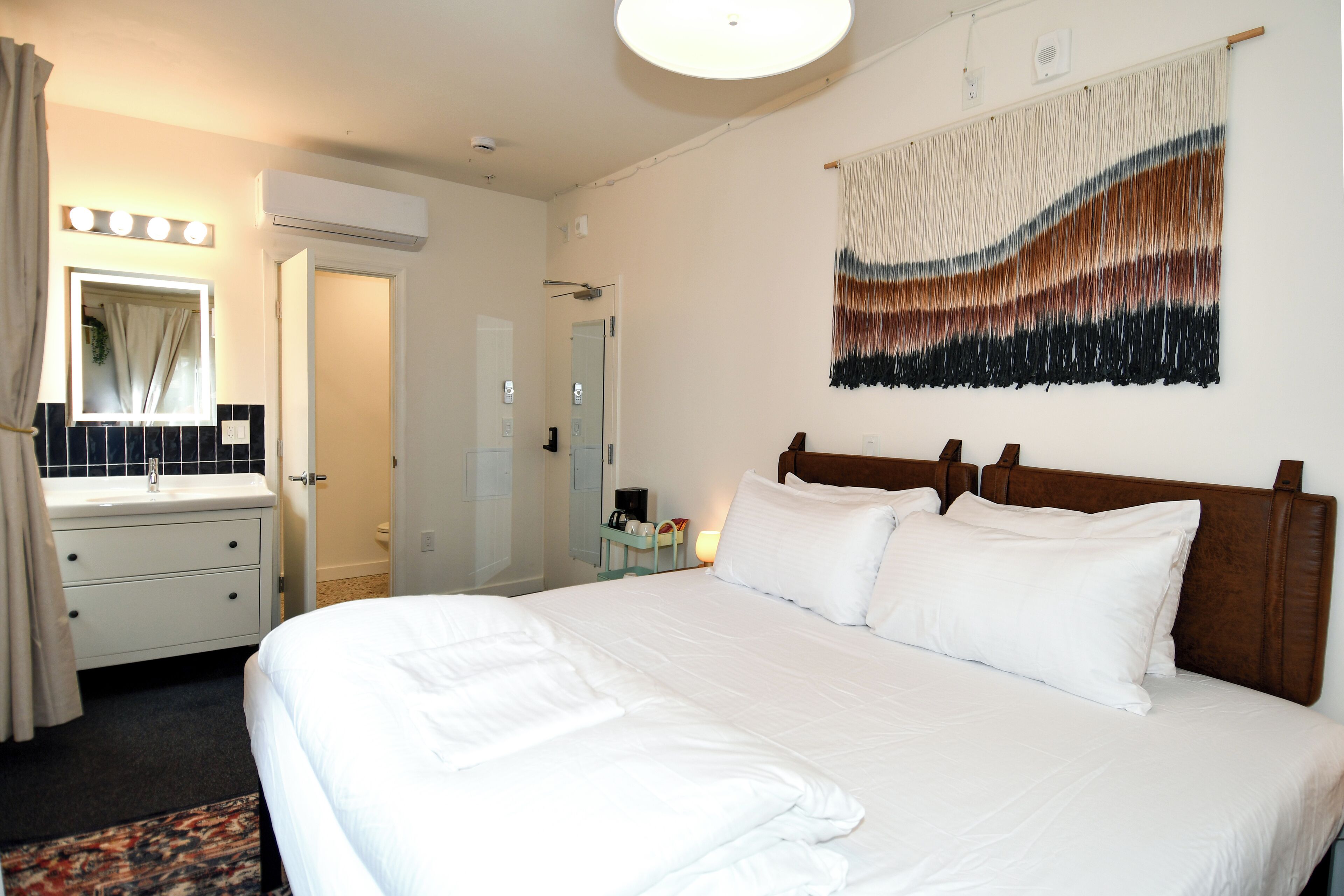 Design Double Room | Down comforters, memory foam beds, desk, laptop workspace