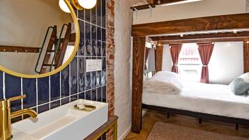 Queen Over Full Bunk Room, Non-Smoking | Down comforters, memory foam beds, desk, laptop workspace