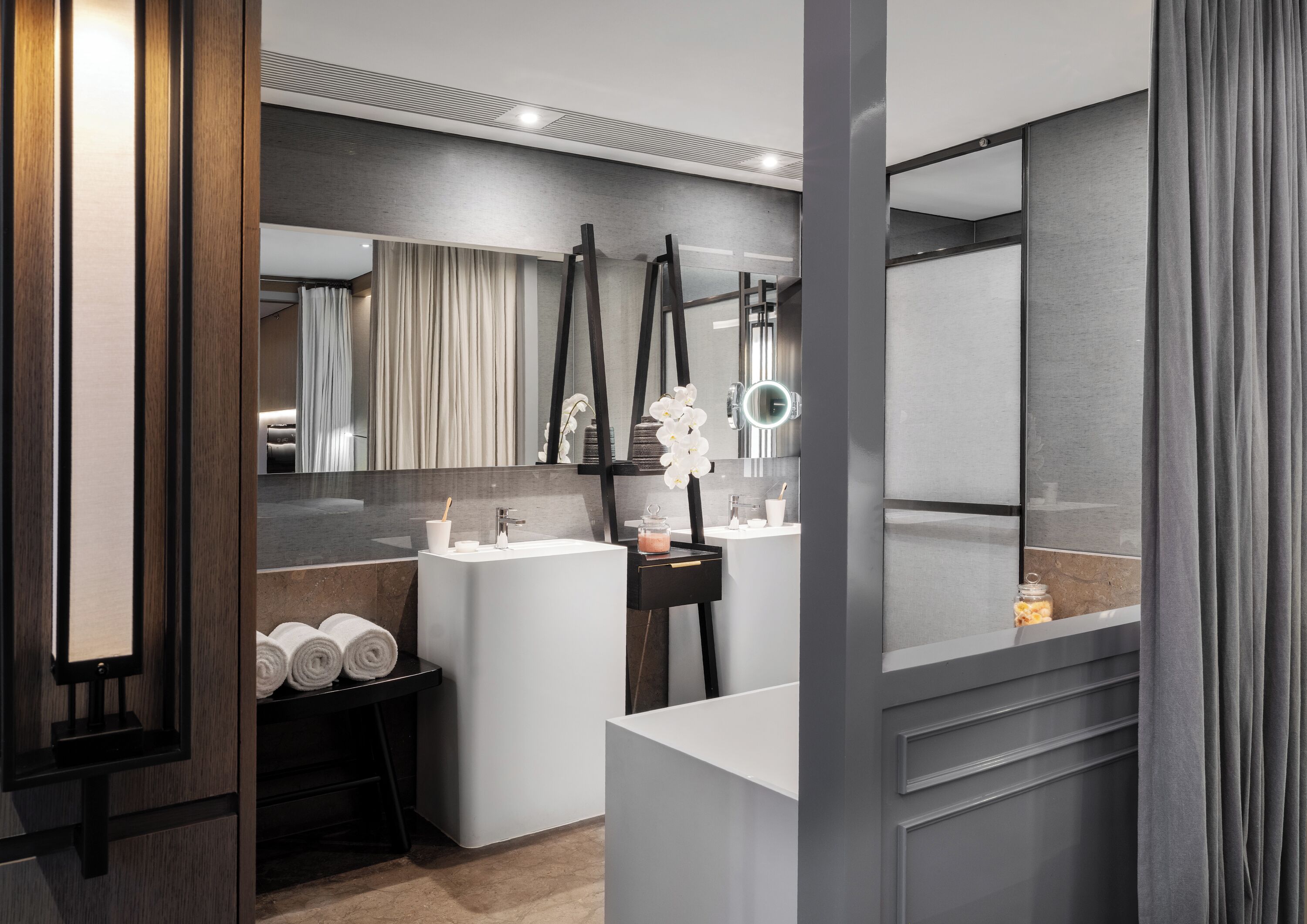 chao suite 80 | bathroom | separate bathtub and shower, rainfall showerhead, designer toiletries