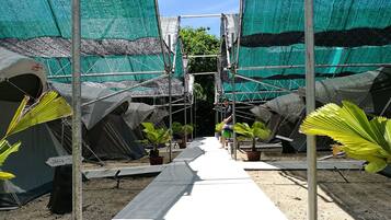 On the beach, snorkeling, beach volleyball, kayaking