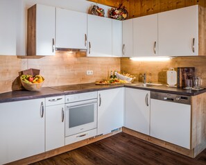 Appartement (Almausch) | Cuisine privée | Grand réfrigérateur, micro-ondes, four, plaque de cuisson