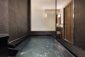 Combined shower/tub, free toiletries, hair dryer, bidet