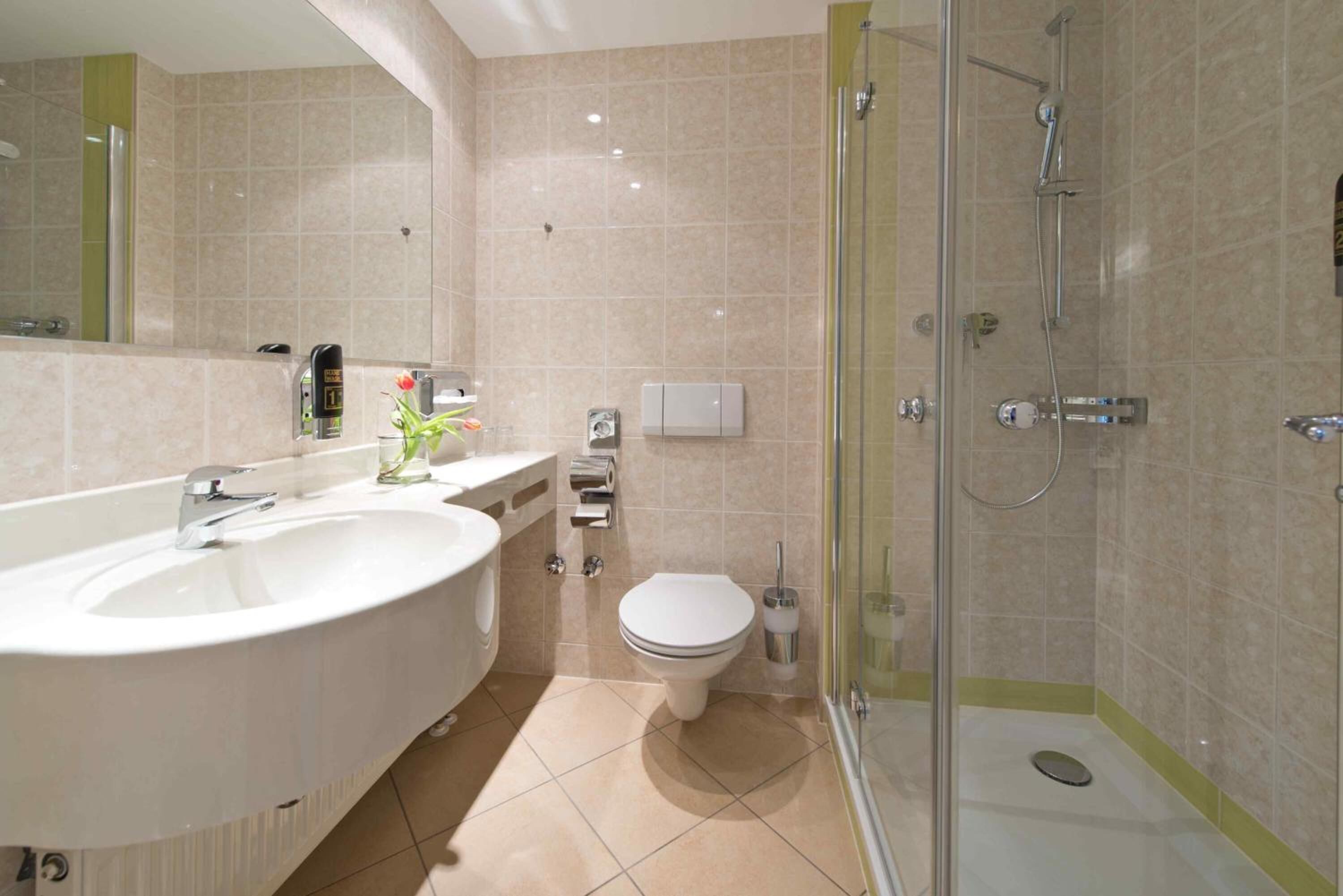 free toiletries, hair dryer, towels