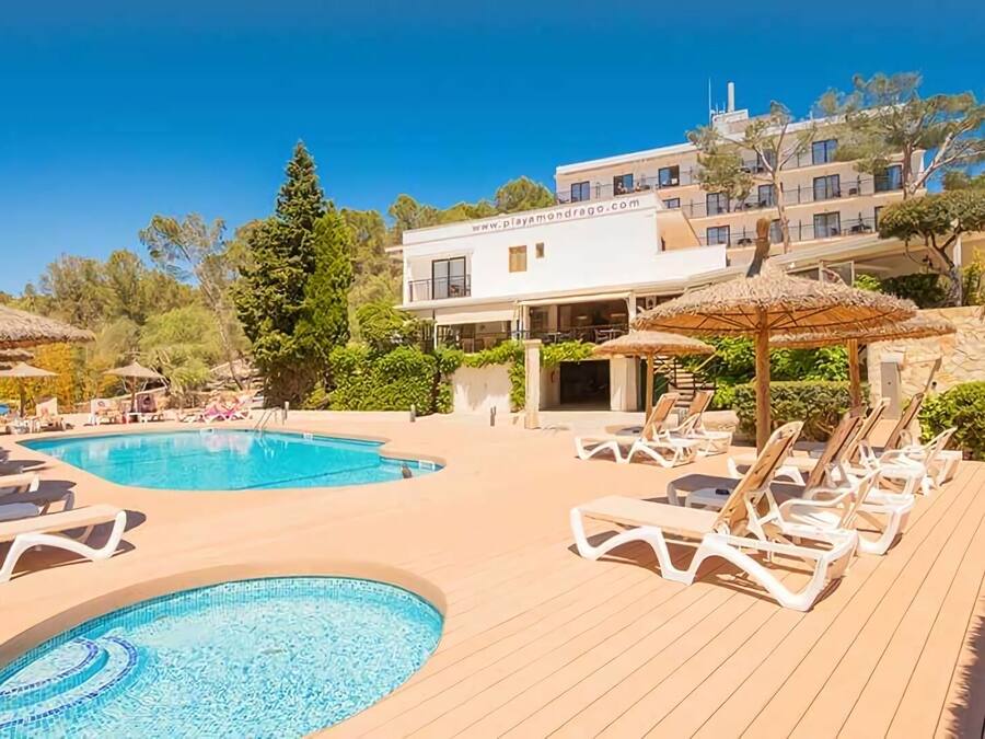 Outdoor pool, pool umbrellas, pool loungers