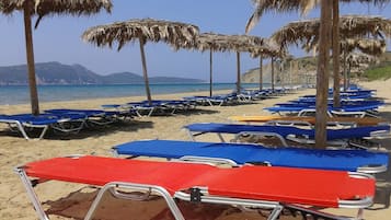 Beach nearby, sun loungers, beach umbrellas, beach bar