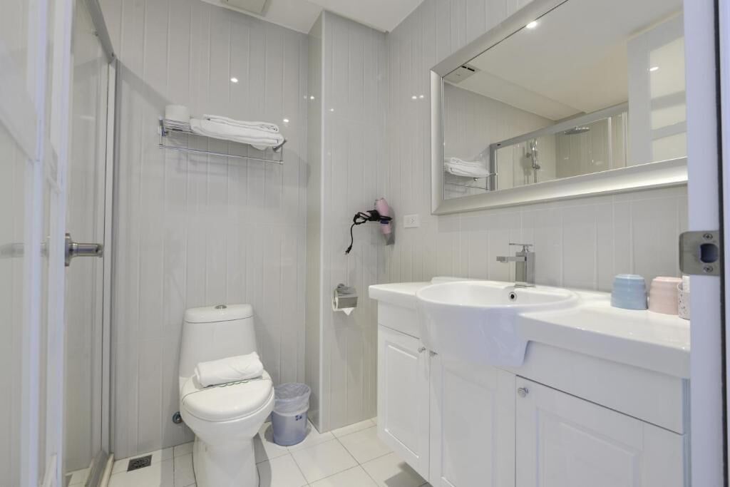 free toiletries, hair dryer, slippers, towels