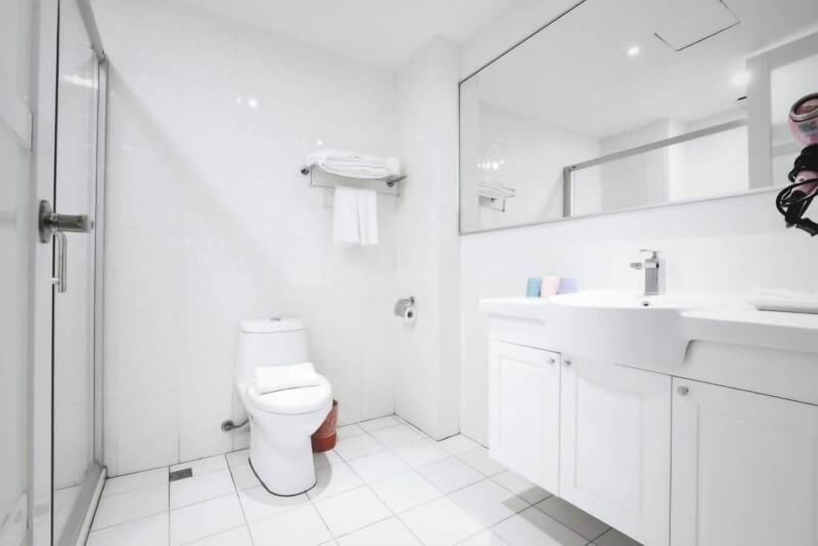 free toiletries, hair dryer, slippers, towels