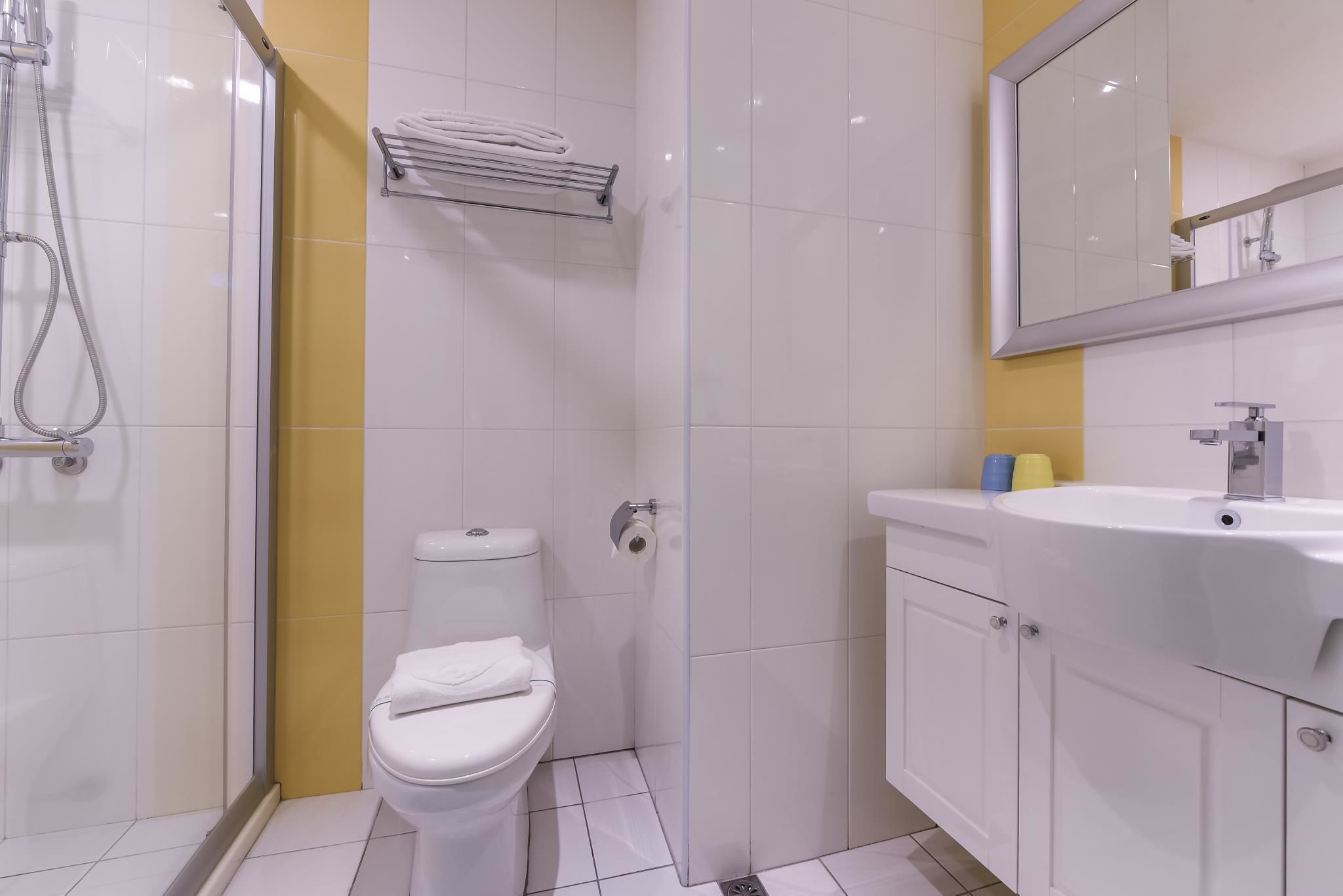 free toiletries, hair dryer, slippers, towels