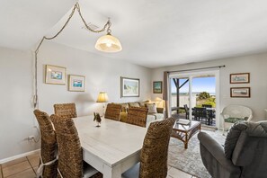 House, 2 Bedrooms | Living area | Flat-screen TV, DVD player - Endless Ocean Views in S Fletcher Duplex by RedAwning (Fernandina Beach)