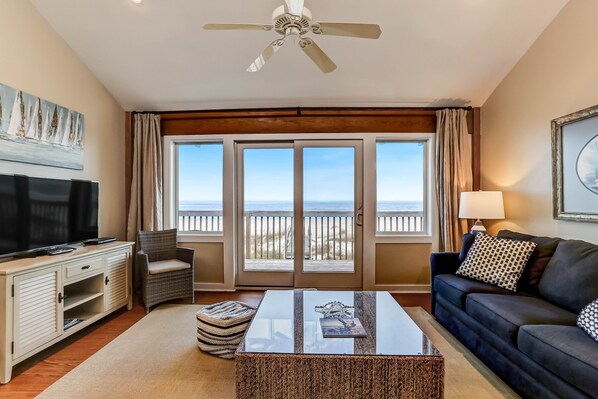 House, 3 Bedrooms | Living area | TV - Oceanfront Pet Friendly Unit by RedAwning (Fernandina Beach)