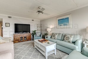 Condo, 2 Bedrooms | Living area | TV - Modern Condo with Amazing Ocean Front Views by RedAwning (Fernandina Beach)