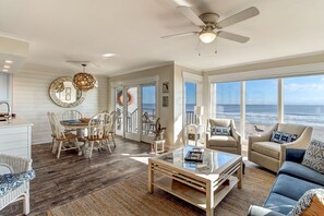 Condo, 2 Bedrooms | Living area | TV - Gorgeous Oceanfront Views Condo with On Site Pool and Fully Covered Parking by RedAwning (Fernandina Beach)