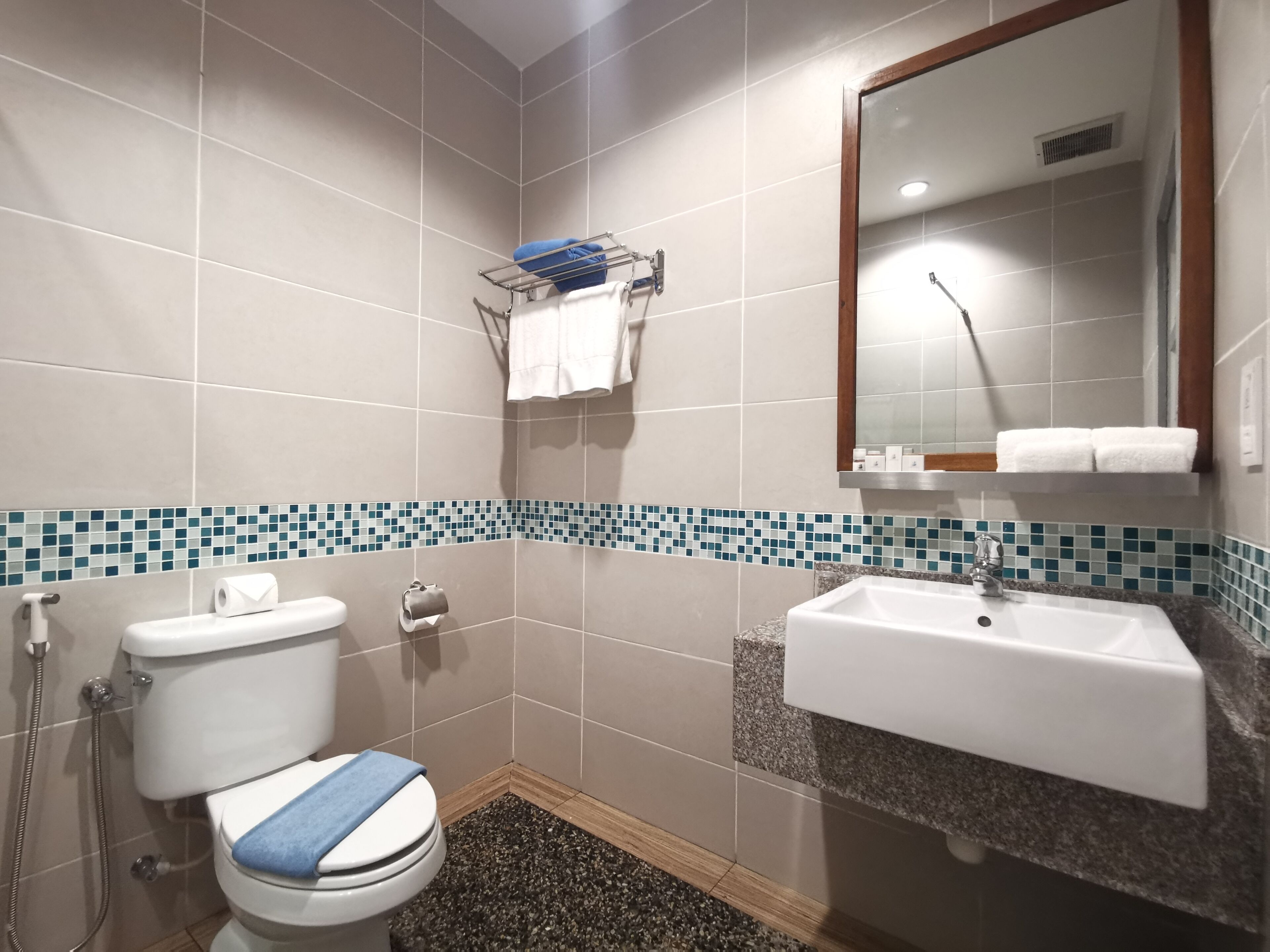 shower, free toiletries, hair dryer, slippers