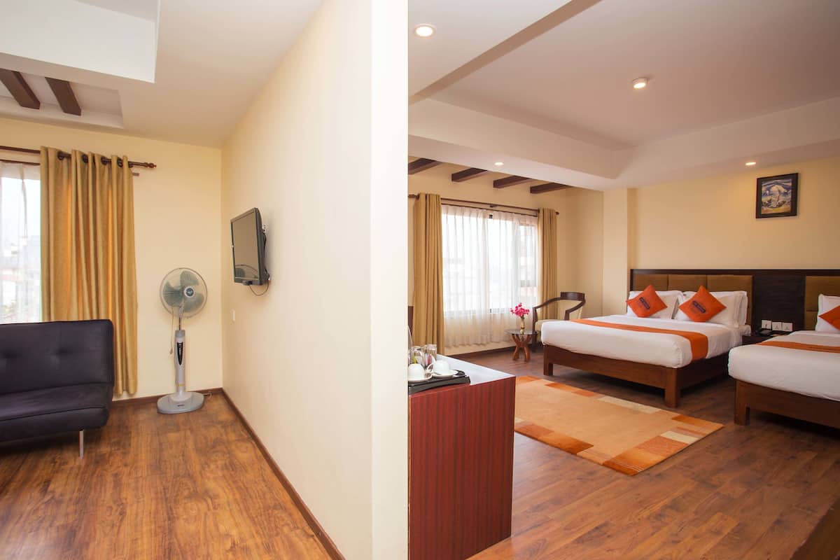 Apartemen Deluks, 1 kamar tidur, dapur kecil, pemandangan kota | 1 kamar tidur, seprai katun Mesir, dan seprai premium